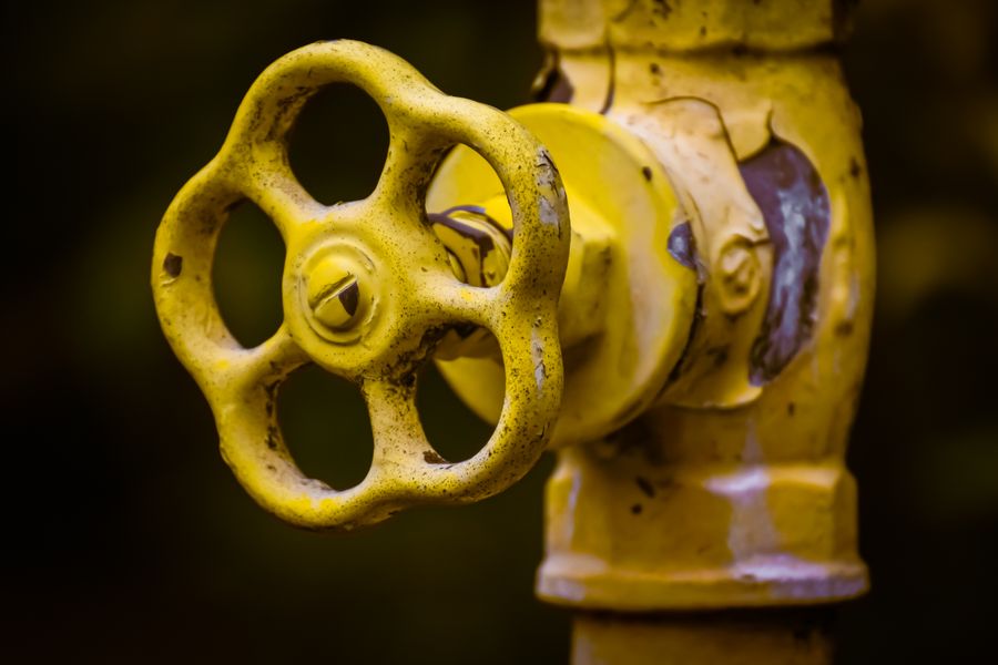 Close-up of a water shutoff valve